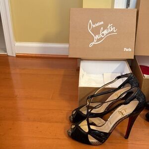 Christian Louboutin Black and Red Strappy Heels